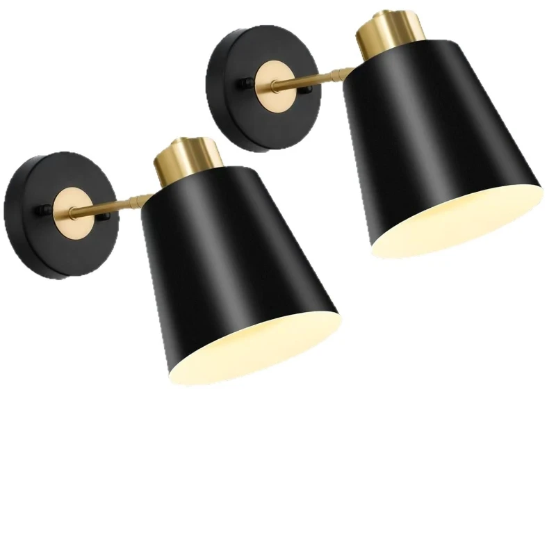 Wiring-free American retro wind rocker arm wall lamp RGB bedroom bedside study hanging wall lamp reading lamp