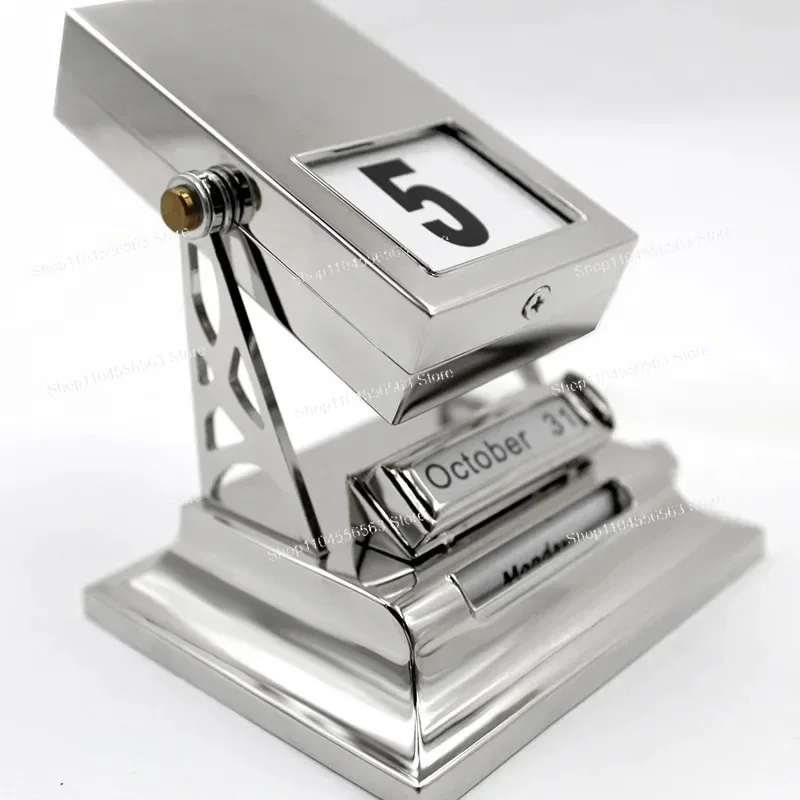 Creative Perpetual Flip Desk Calendar – Universal Metal Crafts Dual-Language (Russian/English) for Office & Home