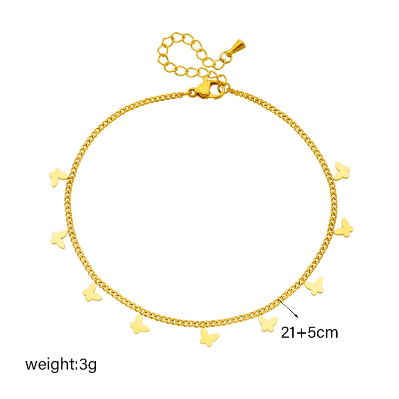 DIEYURO 316L Stainless Steel Gold Color Butterfly Anklets For Women Girl New Trend Leg Chain Non-fading Jewelry Gift Party