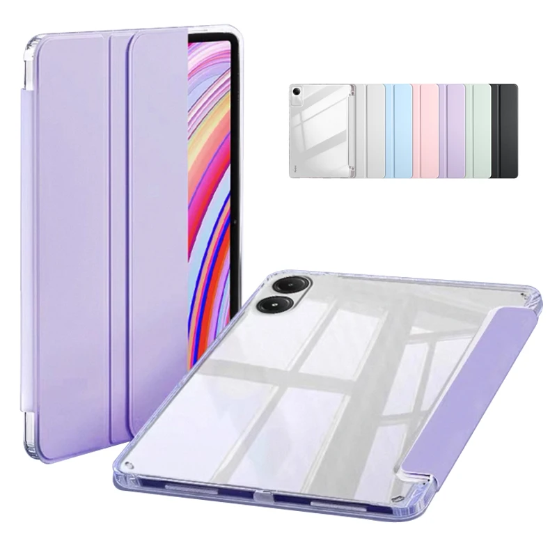 

Funda For Redmi Pad Pro Case with Pen Holder Acrylic Clear Back Hard Stand Tablet Coque For Xiaomi Poco Pad Case Capa 12.1 inch
