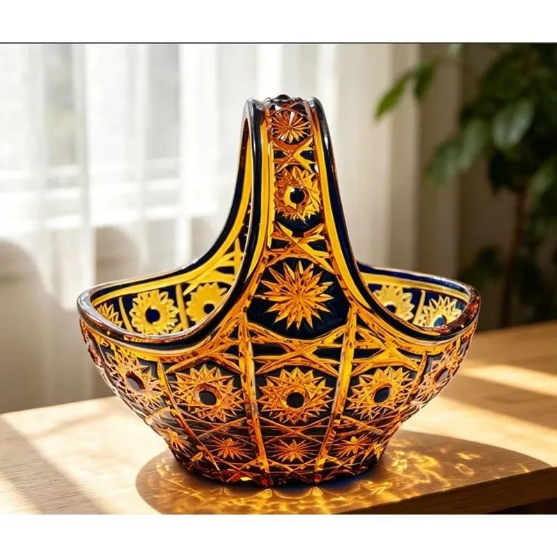 High transparency 24% PBO crystal fruit basket, wedding gift decorative glass storage basket