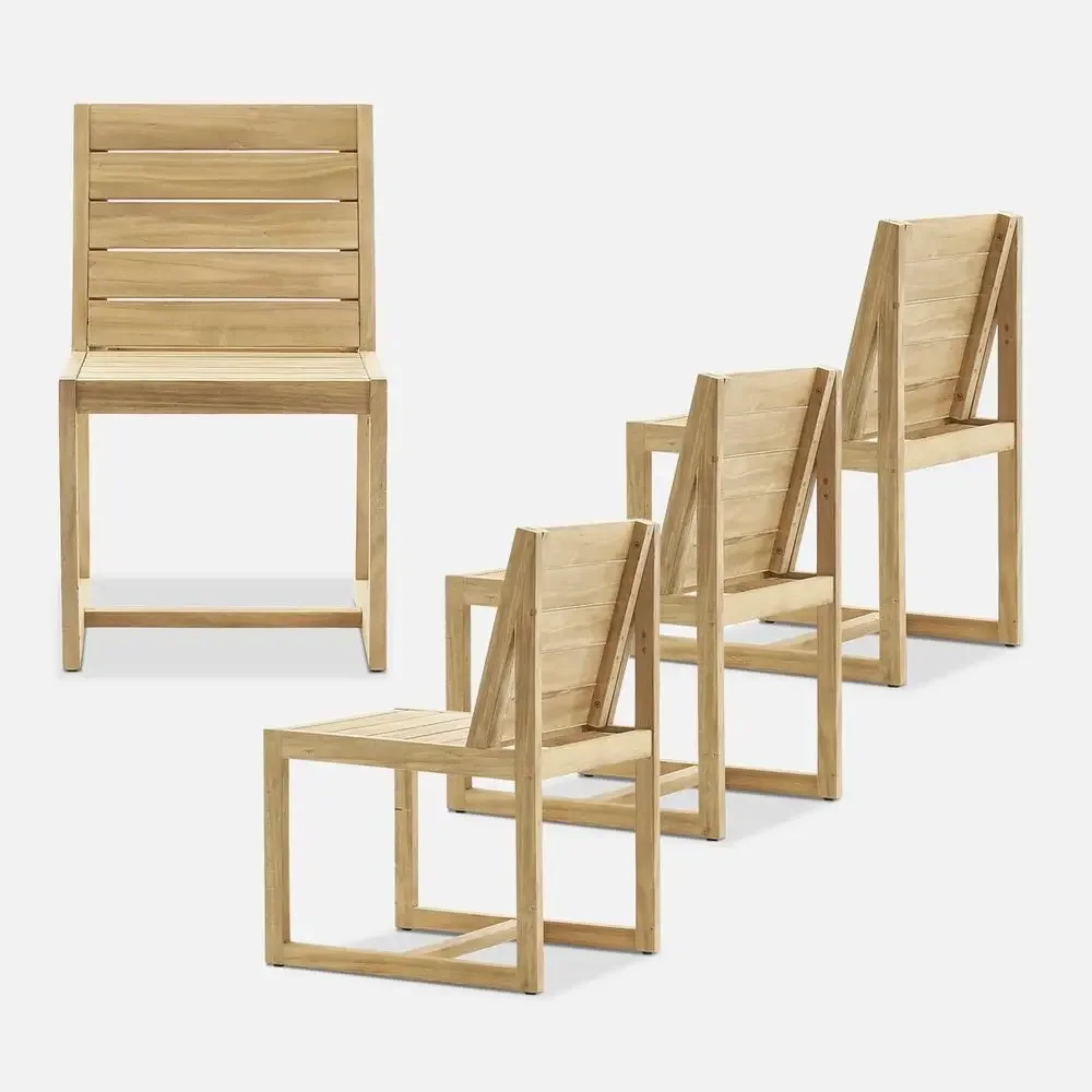 

Solid Acacia Wood Patio and Indoor Dining Chairs, Set of 4