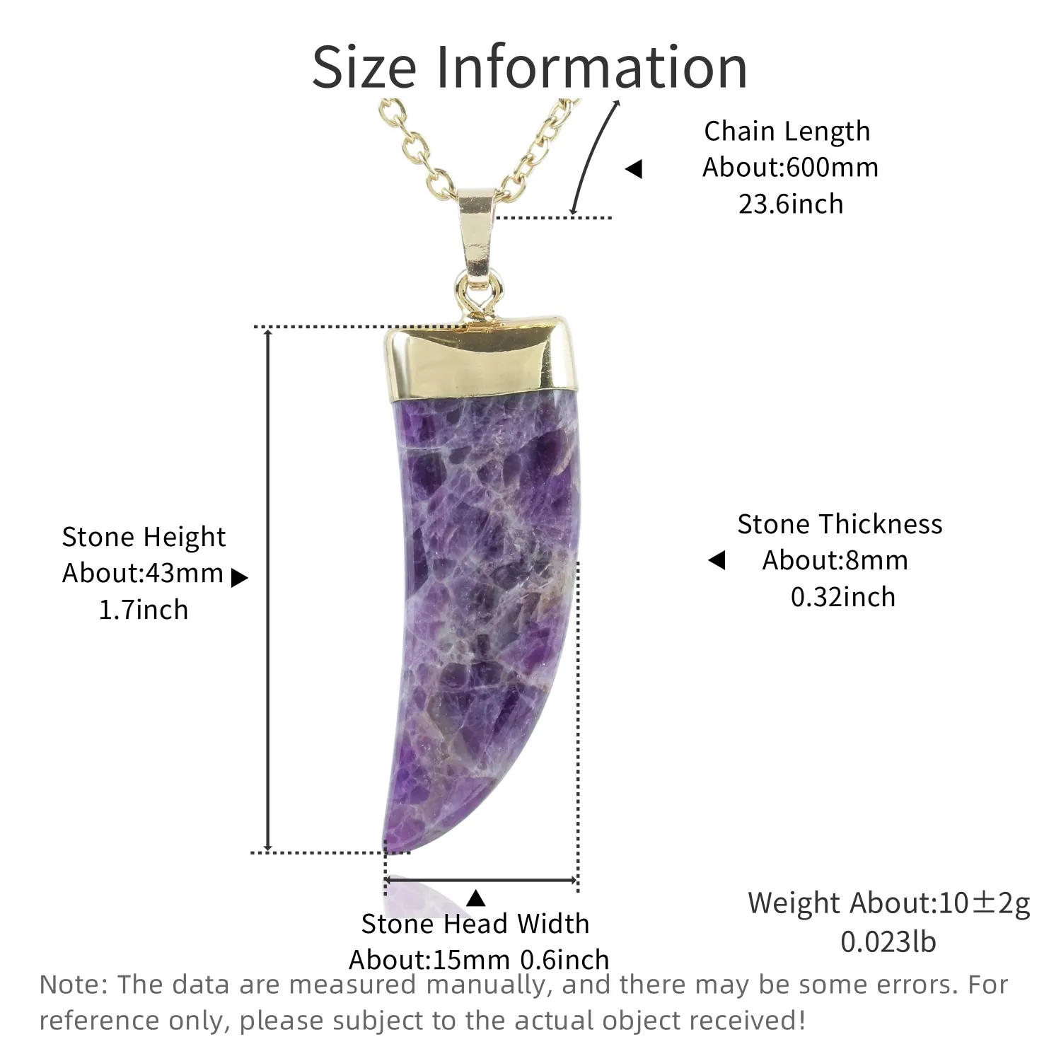 VGDS Natural Crystal Rose Quartz Amethyst Horn Wolf Teeth Pendants Personalized Charm Fashion Necklaces Gifts Men Women Jewelry