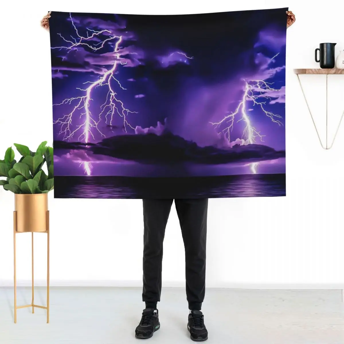 Lightning Strike Lightning Bolt in Redington Beach, Florida Throw Blanket Picnic Luxury St funny gift Luxury Brand Blankets