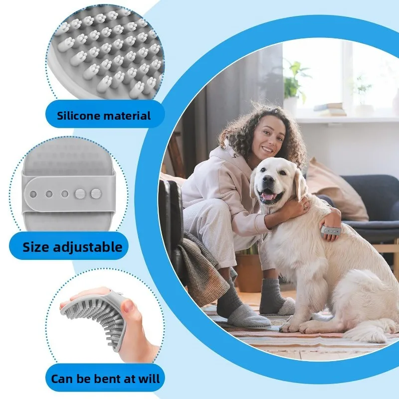 

Dog Bath Brush Silicone Pet Shampoo Brush Soap Dog Scrubber Cat Massage Grooming Wash Comb Soft Rubber Puppy Clean Brush