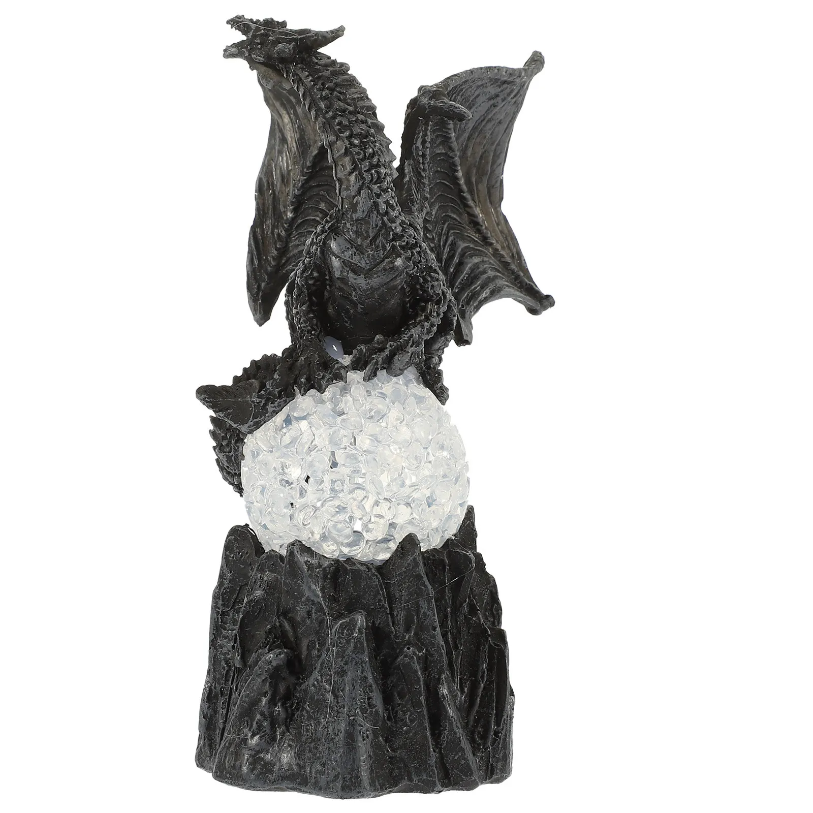 

Halloween Dragon Resin Sculpture Desktop Statue Light Up Ball Animal Ornament Vintage Garden Home Office Decoration