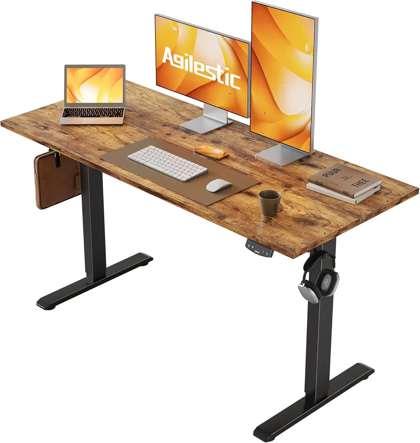 

Electric Standing Desk, 48x24 Inches Height Adjustable, Sit Stand Office Home Ergonomic Table with Memory Preset, Rustic Brown