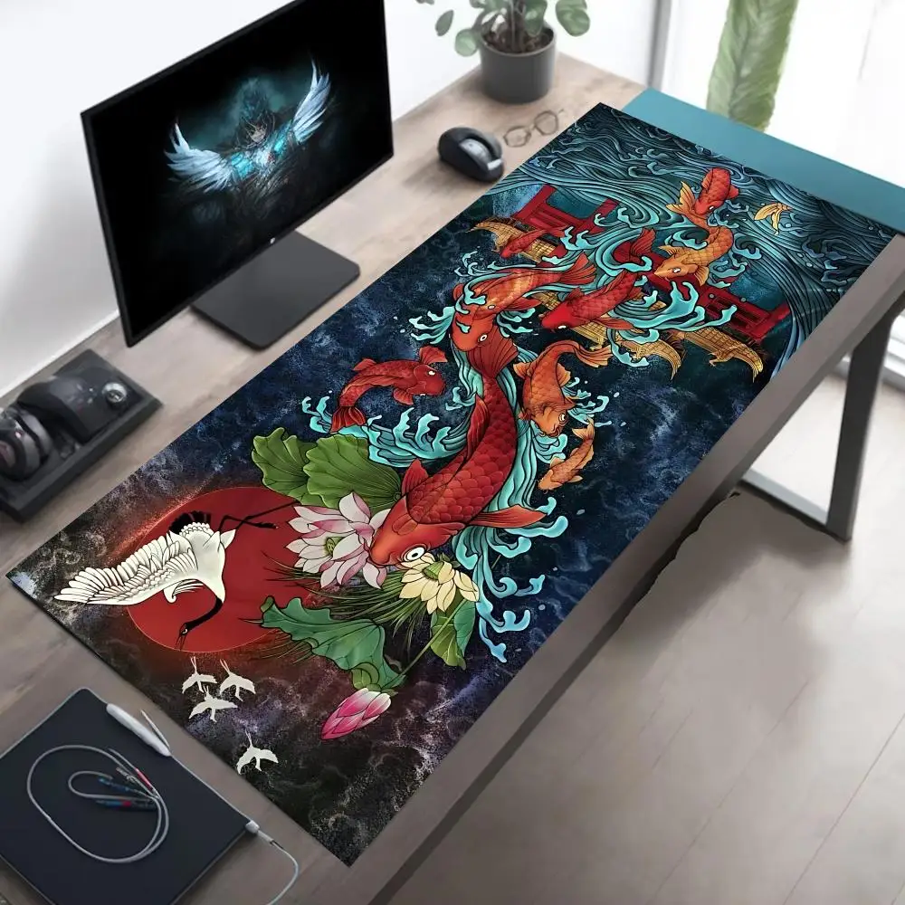 

Cartoon koi painting design mousepad rubber anti-slip high-quality computer desktop accessory for gamers and home