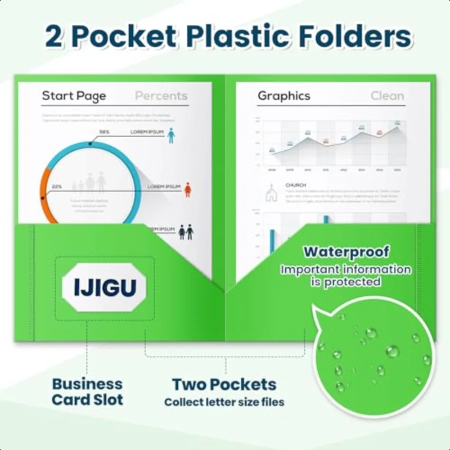 36 عبوة من مجلدات الجيب المجلدات البلاستيكية السائبة مع جيب أمامي شفاف بـ 6 ألوان للمدرسة والمكتب المثالية