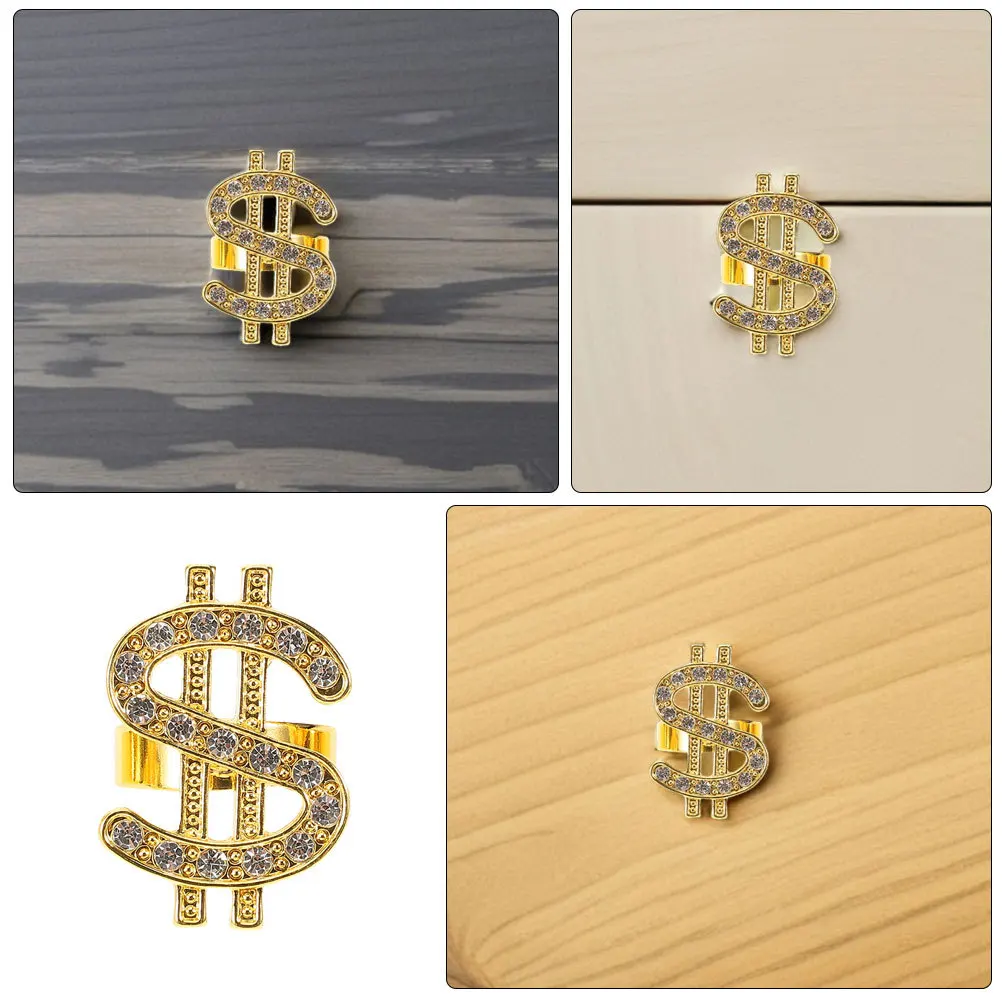 6 قطعة حلقات متلألئة بلينغ الهيب هوب زي الدعائم الشرير مغني الراب اكسسوارات بيان الدائري ل تأثيري زي حفلة تنكرية #3