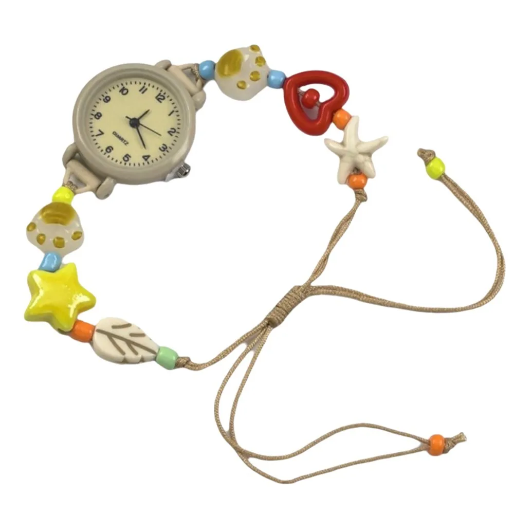 

Fashion Dopamine Bracelet Watch Beaded Adjustable Star Heart Chain Watch Pendant Quartz Watch Gift