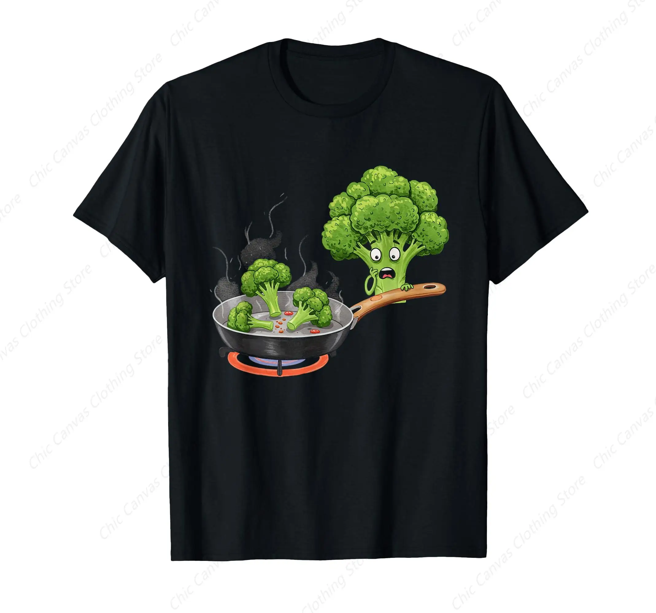 

Funny Broccoli Vegetables Humorous Art Cooking Chef Design T-Shirt Fun Printed Cotton Men'S And Women'S Clothes