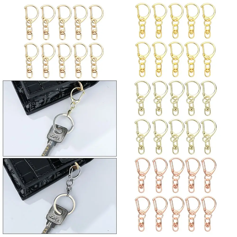 

10Pcs Jewelry Making DIY KeyChain Split Ring Bags Strap Buckles Lobster Clasp Collar Carabiner Snap Hook