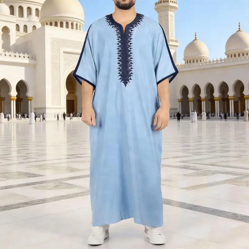 

72XE Retro Simple Muslims Dress Caftan Robe Long Sleeve Jubba Thobe Man Leisure Dress Thobe Islamic Clothing