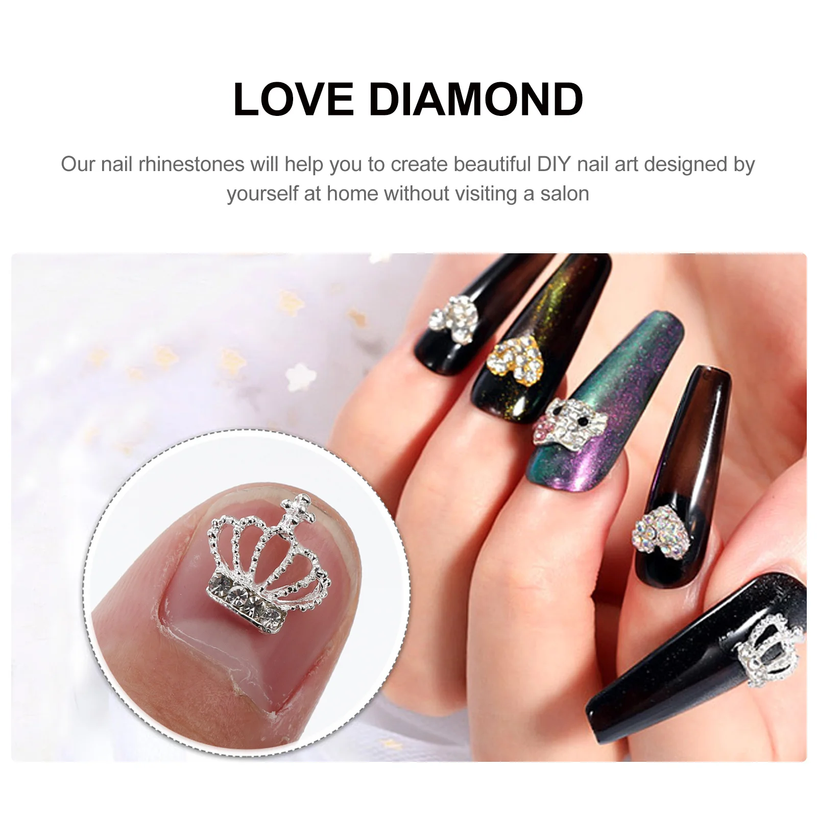 30 Stück Nail Art Kronen-Strasssteine, einzigartige Glitzer-Edelsteine, Nagel-Charms für kreative Maniküre, Salon, persönlicher Gebrauch, Kronen-Strasssteine