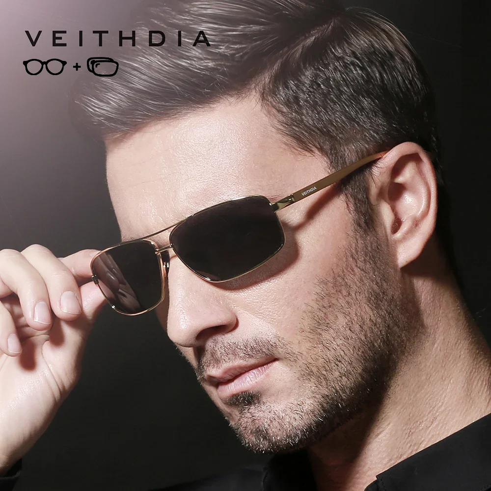 

VEITHDIA New Arrival Prescription Glasses Customizable Photochromic Myopia Optical Power Sunglasses Eyewear For Male VP02458