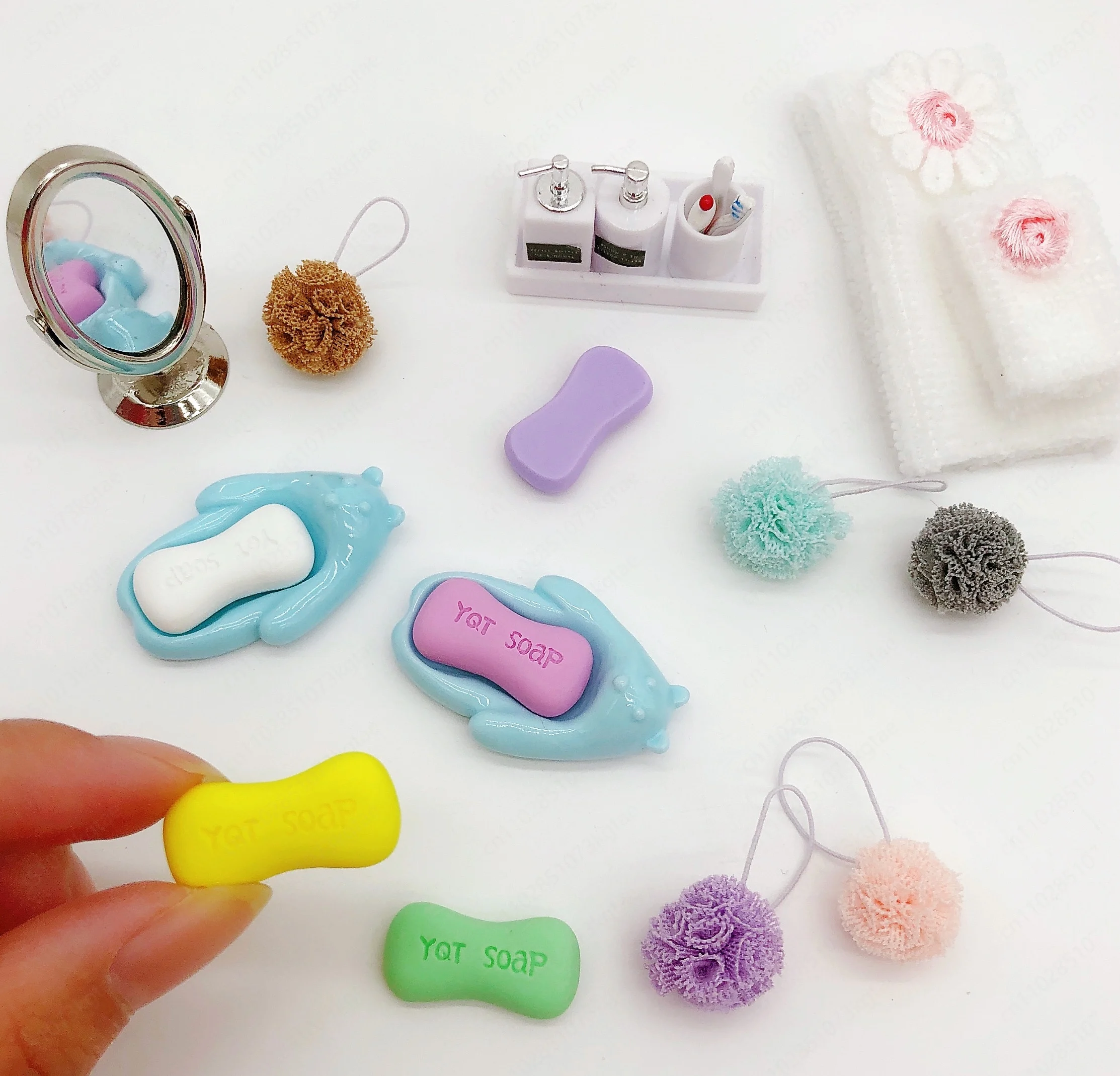 Handmade DIY simulation soap soap box, bath ball towel resin accessories, decorative materials, doll house furnishings