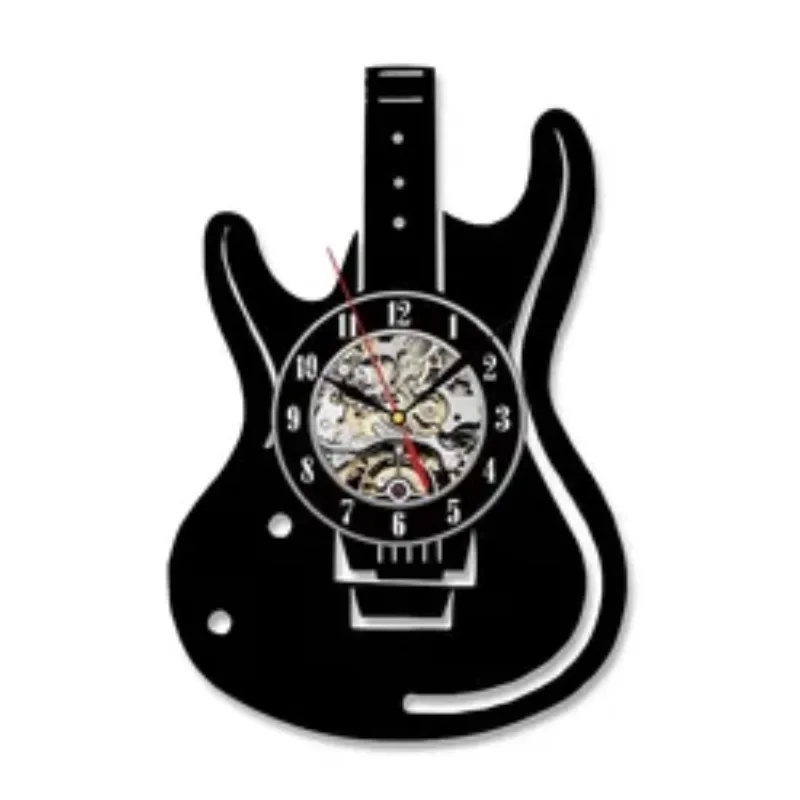 7 Colors Change Wall Lamp LED Illusion Night Light Remote Control 12 Inch Guitar Vinyl Record Design Wall Clock