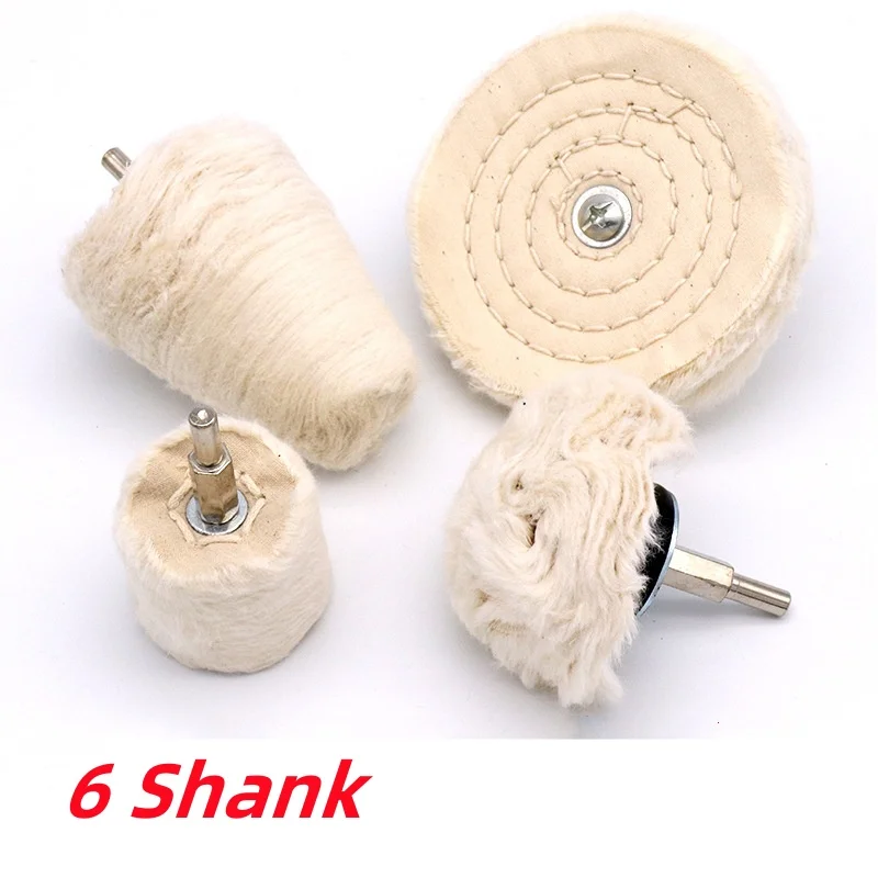 

6mm Shank Cotton Polishing Wheels 40~100mm Cloth Buffing Wheel Grinder For Jewelry Wood Metal Abrasive Tools Cone Brush