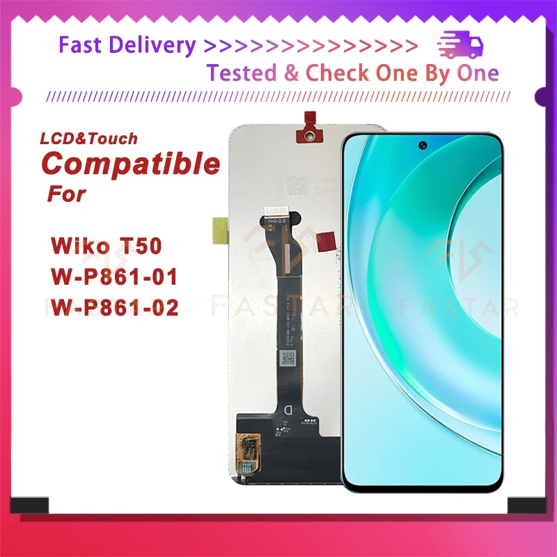 

T50 6.6"Original For Wiko T50 lcd P861-01 02 LCD Display Touch Digitizer Assembly Replacement phone Screen wiko P861 T50 lcd