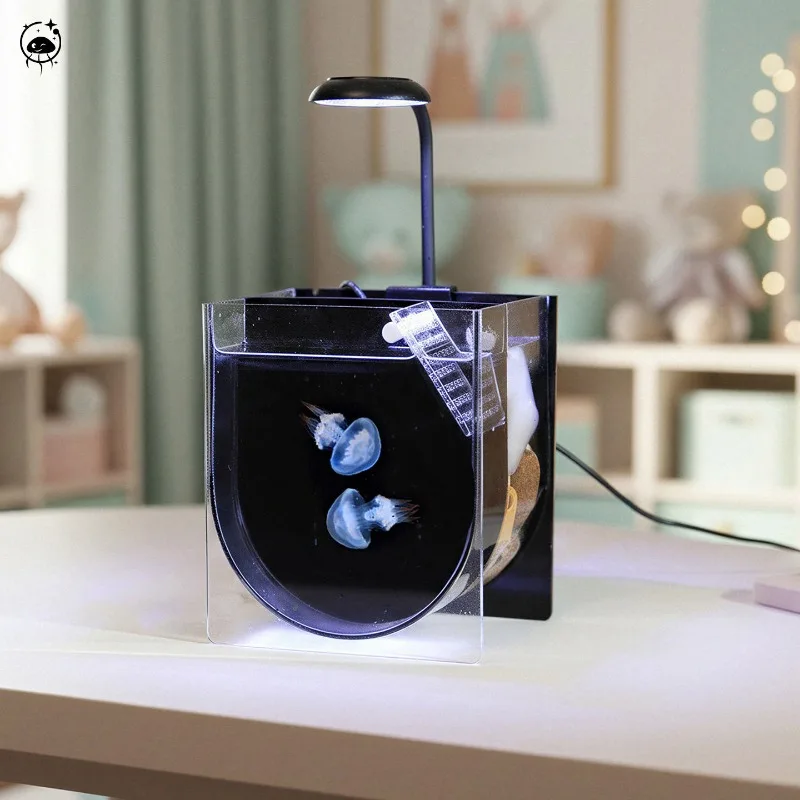 U‑Shaped Desktop Aquatic Tank, USB Powered Built‑in Circulation Filter, Compact Home Display Habitat for Living Creatures