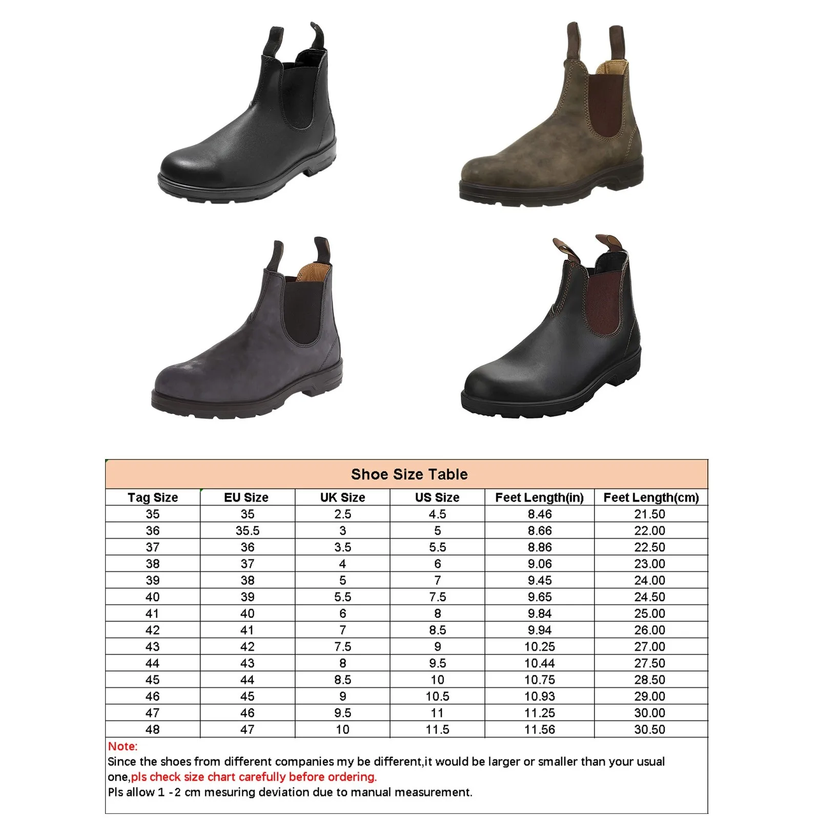 Mens Leather Boots Casual Slip On Formal Oxfords Boot Vintage Couple Shoes Boots image 6