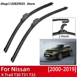 For Nissan X Trail T30 T31 T32 2000-2019 Car Accessories Front Windscreen Wiper Blade Brushes Wipers U J Hooks 2018 2017 2016