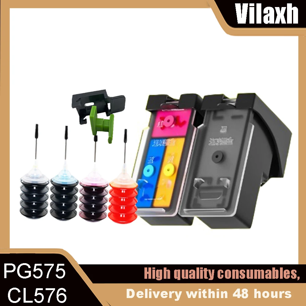 PG575 CL576 Wiederaufbereitete Tintenpatrone Ersatz PG-575 CL-576 CISS Tintentank-Kit für Canon PIXMA TS3550i TS3551i TR4750i