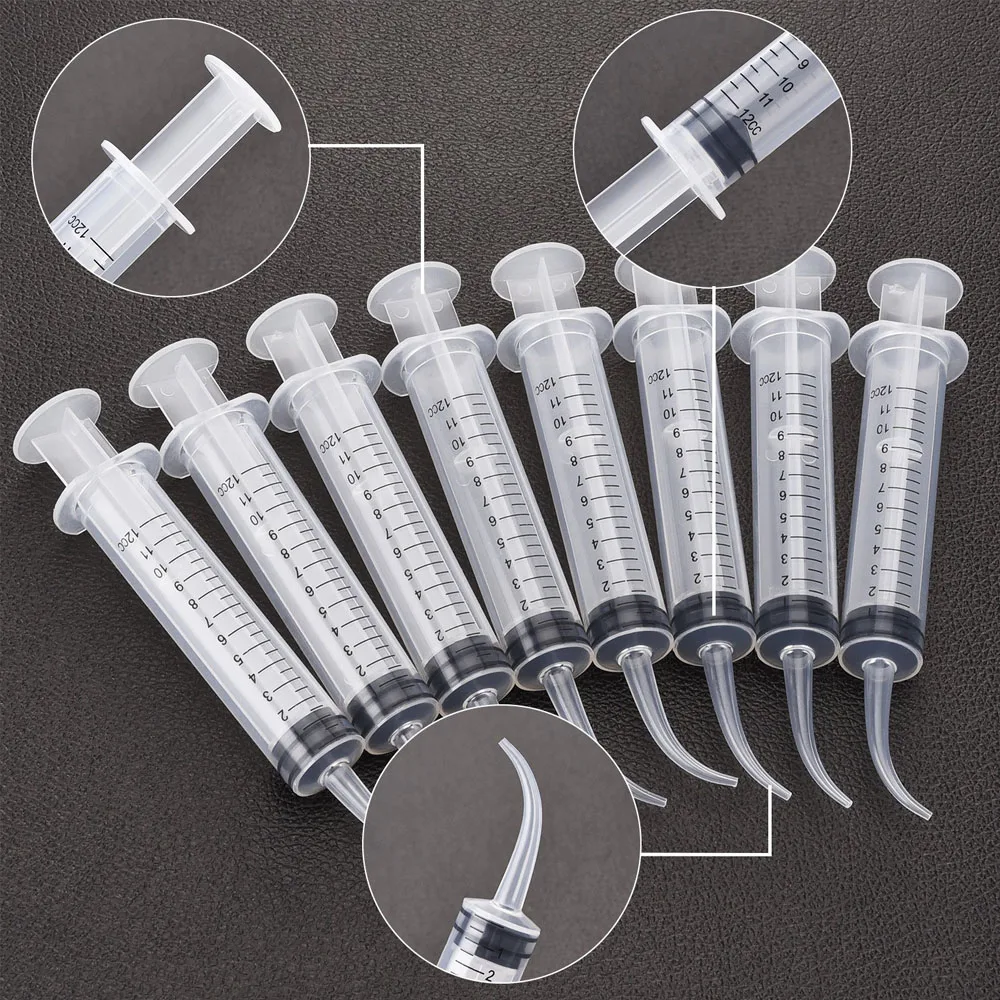 100 Unidas  Jeringas  12 ml con Punta Curva, Jeringas Desechables  Irrigación Dental y Cuidado Bucal,  Plástico