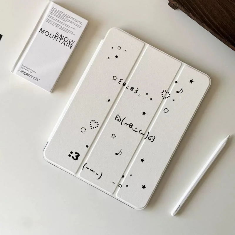 Simple Black Cute Lines Love Number 3 Tablet Case For iPad Pro 13 11th A16 12.9