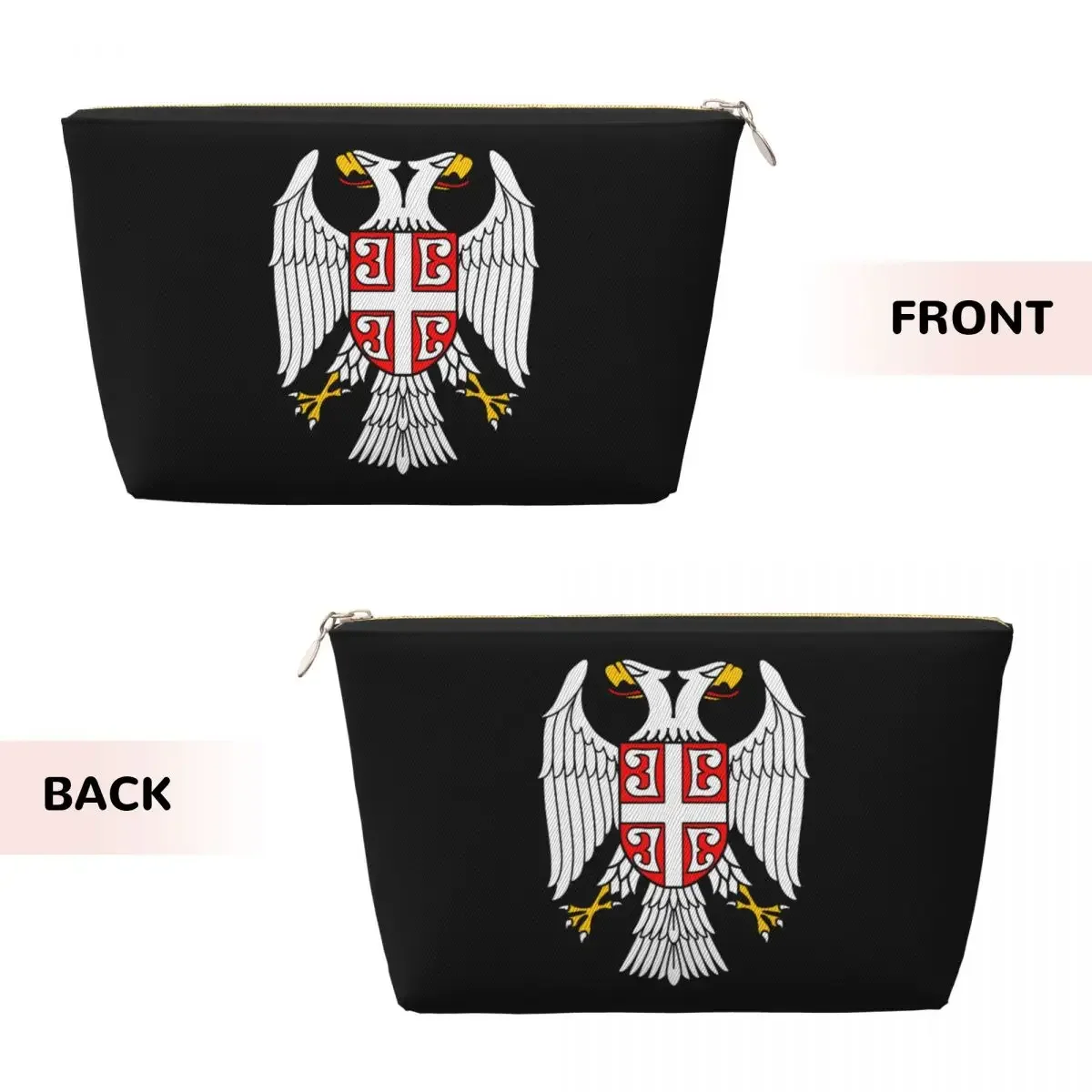 Custom Serbian Eagle Coat Of Arms Travel Cosmetic Bag Women Serbian Flag Makeup Toiletry Organizer Lady Beauty Storage Dopp Kit