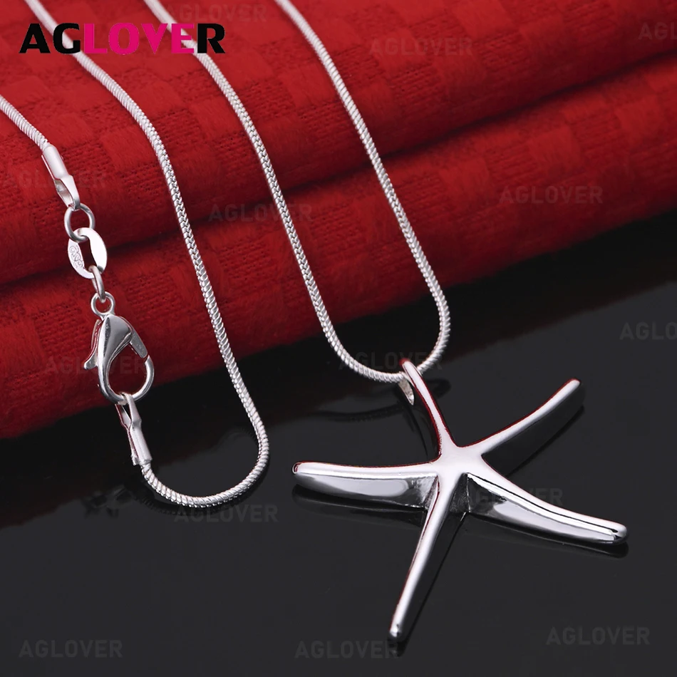 

AGLOVER 925 Sterling Silver Pentagram Pendant Bracelet Women's Jewelry Wedding Engagement Fashion Party Jewelry