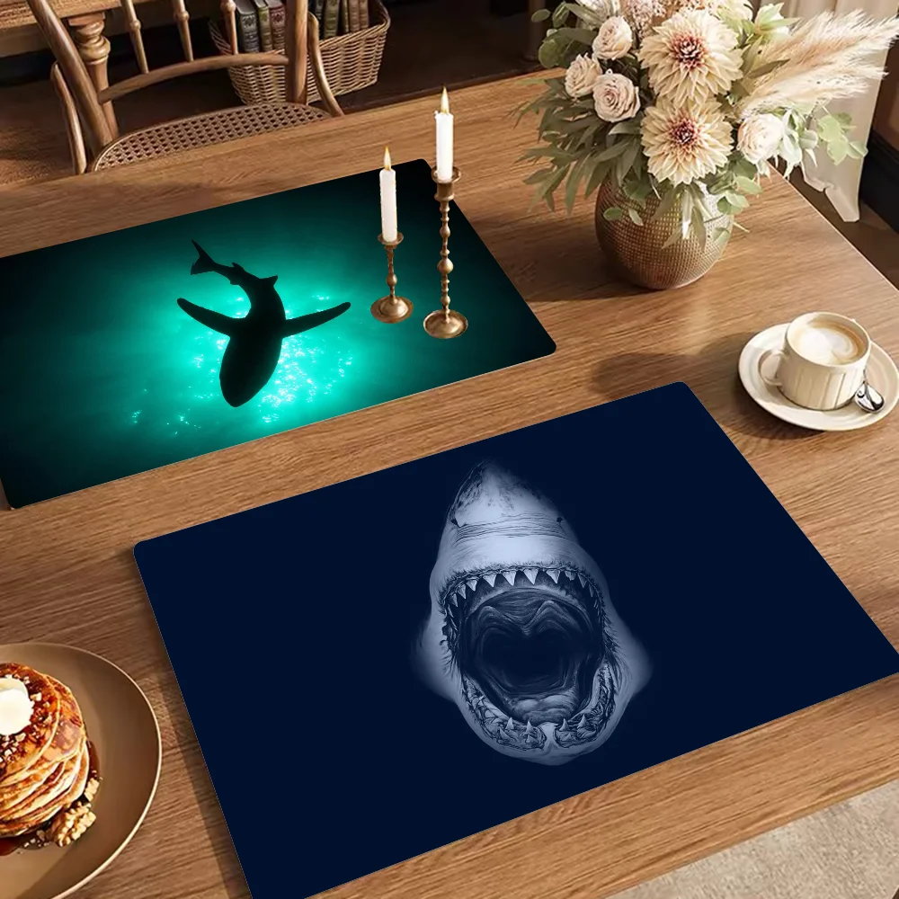 Ocean Shark Kitchen Draining Mat Tableware Pad Coffee Dish Drying Mat Placemat Bathroom Kitchen Drain Pad