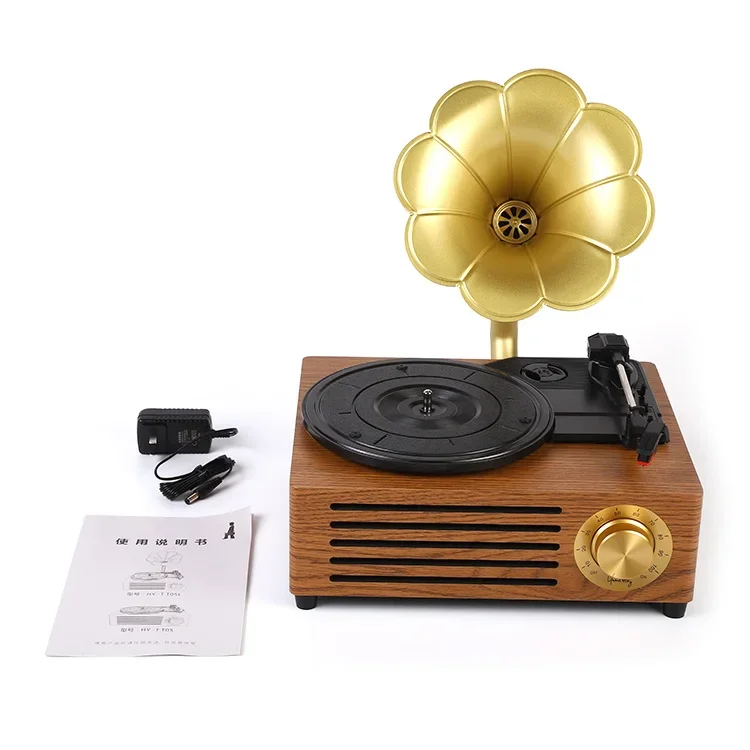 2025 Hot Gramophone Table cadeau article Vintage Audio Gramophone rétro vinyle disque marron bois Gramophone lecteur de disque