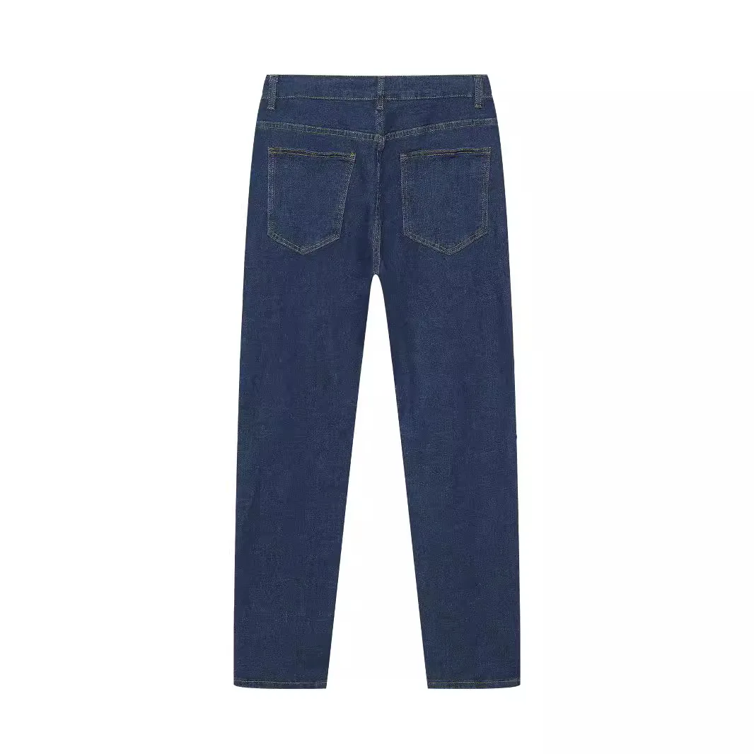 Elastic Denim Men's Pants Small Feet Mid-waist Men's Denim 2025 Fashion Solid Color Trousers Europe and America
