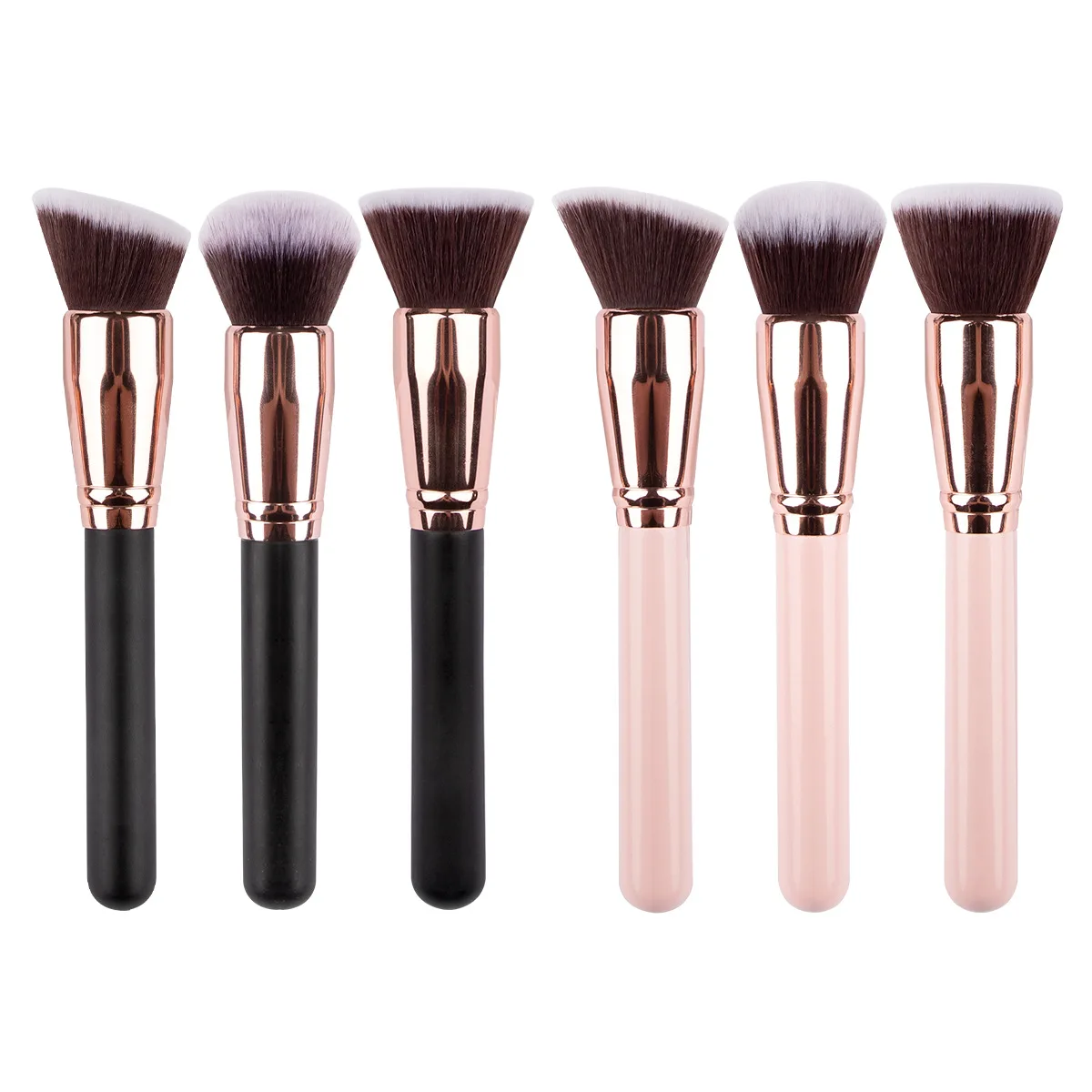 1pc Bb Cream Makeup Brush Round Head Loose Brush Flat Head Foundation Blush Brush Oblique Head Contour Brush Beauty Tool