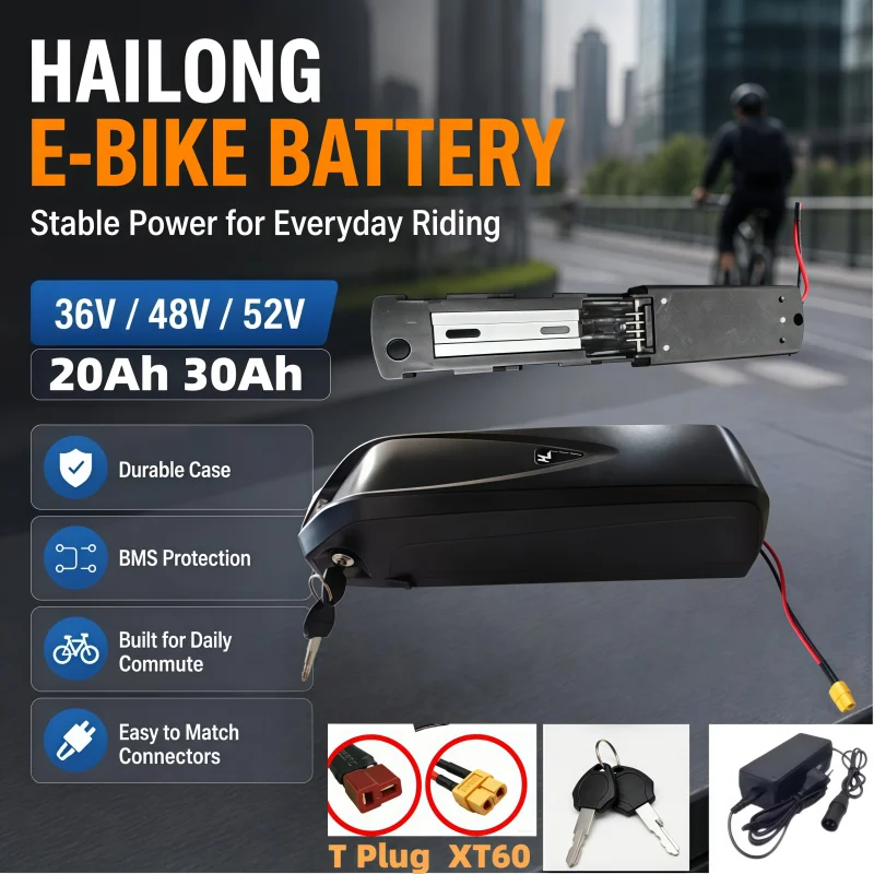 Heavy Duty Hailong Battery 12Ah 15Ah 18Ah 20Ah 30Ah, 36V 48V 52V for Bafang BBS Series Motor