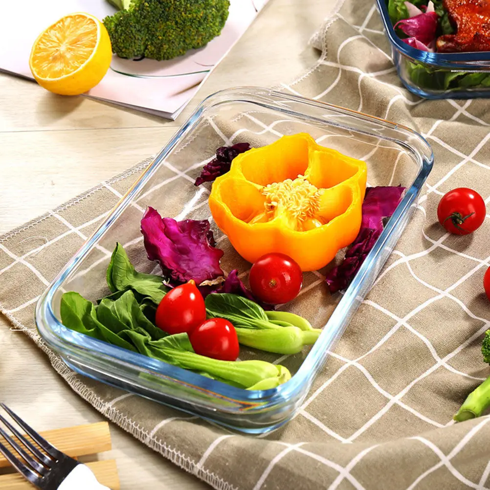 1Pcs Premium Tempered Glass Food Plate Oven Safe Microwave Friendly Anti Scalding Heat Insulating Dishware for Dining Tableware