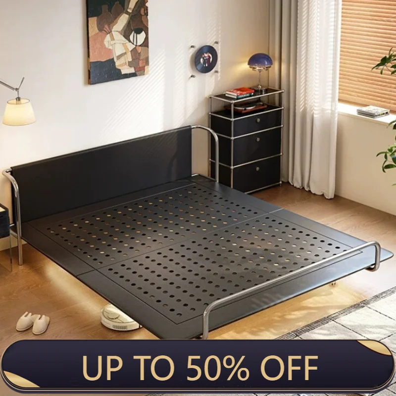 Lit 180x200 200x200 200x220cm Modern Deluxe Suspended Carbon Steel Bedroom Beds And Bed Frames Queen Double Genuine Leather Bed