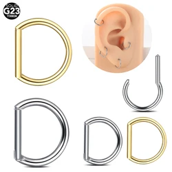 1Pc G23 Titanium D Vorm Segment Ring Clicker 16G 14G Neusring Halve Ring Kraakbeen Tragus Helix Oorbel Piercings Sieraden Vrouwen