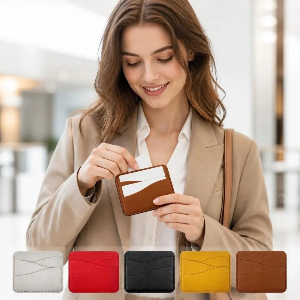 Fashion Solid Color Card Bag Ultra-Thin Multi-Functional Credit Card Holder PU Leather Card Case Wallet Women Men