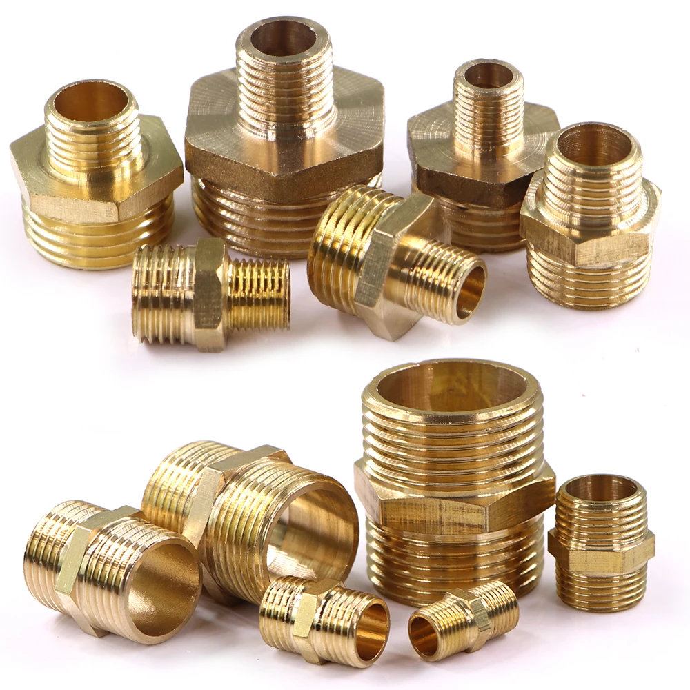 

1/8" 1/4" 3/8" 1/2" 3/4" 1" Brass Hexagon Pipe Fittings BSP Male Thread Connect Repair Coupling Joint Adapter Fuel Water Gas Oil