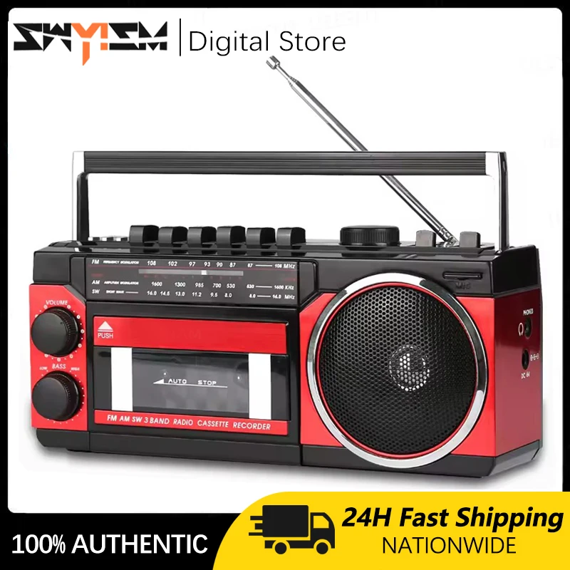 

Desktop Retro Cassette Recorder Player Am Fm Sw Portable Wireless Bluetooth Speaker Radio Auto Stop Tape Player Radio Audio Usb