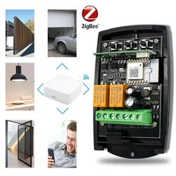 Zigbee Tuya WiFi Garage Door Receiver Use with SmartLife APP Alexa 433MHZ Fixed Code and Rolling Code RF Remote Control 7-32V