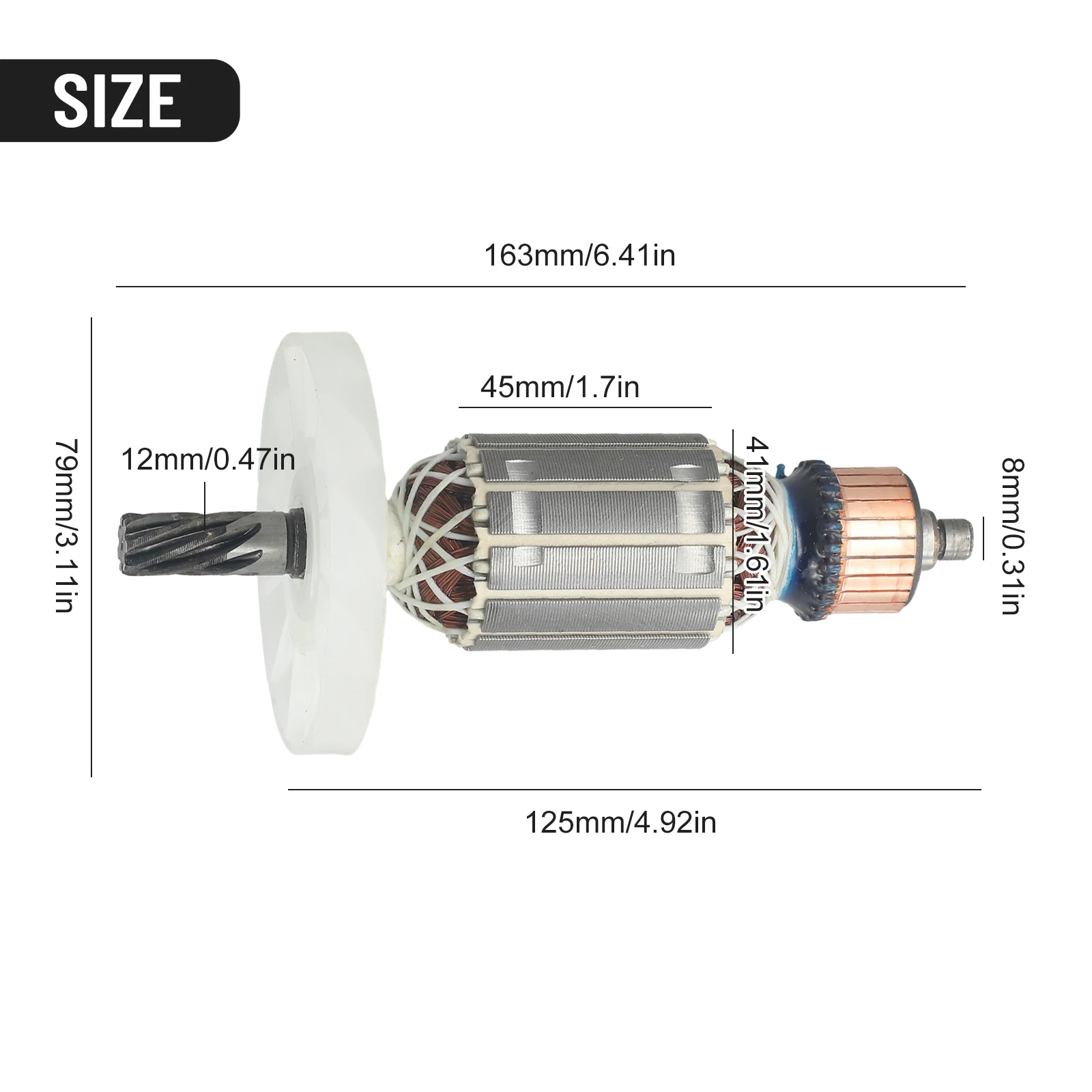 Effortlessly Restore the Functionality of your Electric Rotary Hammer HM0810 with this 7 Teeth Armature Rotor Anchor Replacement