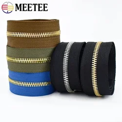 1-5Yards 5# Metal Zippers Tape Two Way Open-end Zipper for Clothes Bags Pants Gold Silver Teeth Zip Closure Sewing Accessories