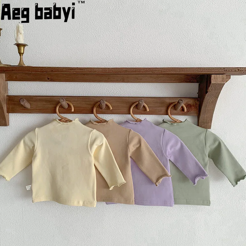 

Baby Girls Turtleneck T-shirts Spring Autumn Baby Children's Bottoming Shirts Soft Long-sleeved Tops Infant Kids Clothes 0-24M