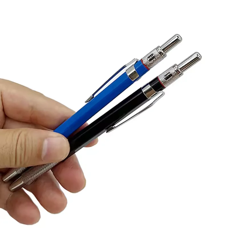 2.0 مللي متر HB مجموعة أقلام رصاص ميكانيكية 2 قطعة أقلام رصاص ميكانيكية معدنية أقلام رصاص ميكانيكية لكتابة حامل الرصاص الفني علامة معدنية #4