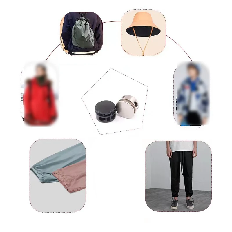 10 Stück Legierung 2-Loch-Pressverschluss Kordelstopper Stoff-Schnürsenkelklemme Knebelverschluss Schnallen Lanyard-Seil Kordelzug Nähzubehör – Detail 15