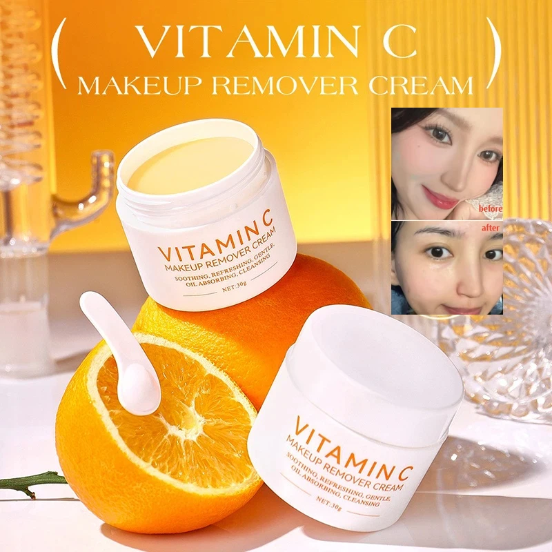 Bálsamo Limpiador con Vitamina C, Elimina el Maquillaje Fácil y Eficazmente, Limpia en Profundidad, Nutre la Piel, Bálsamo Limpiador Refrescante y No Grasoso